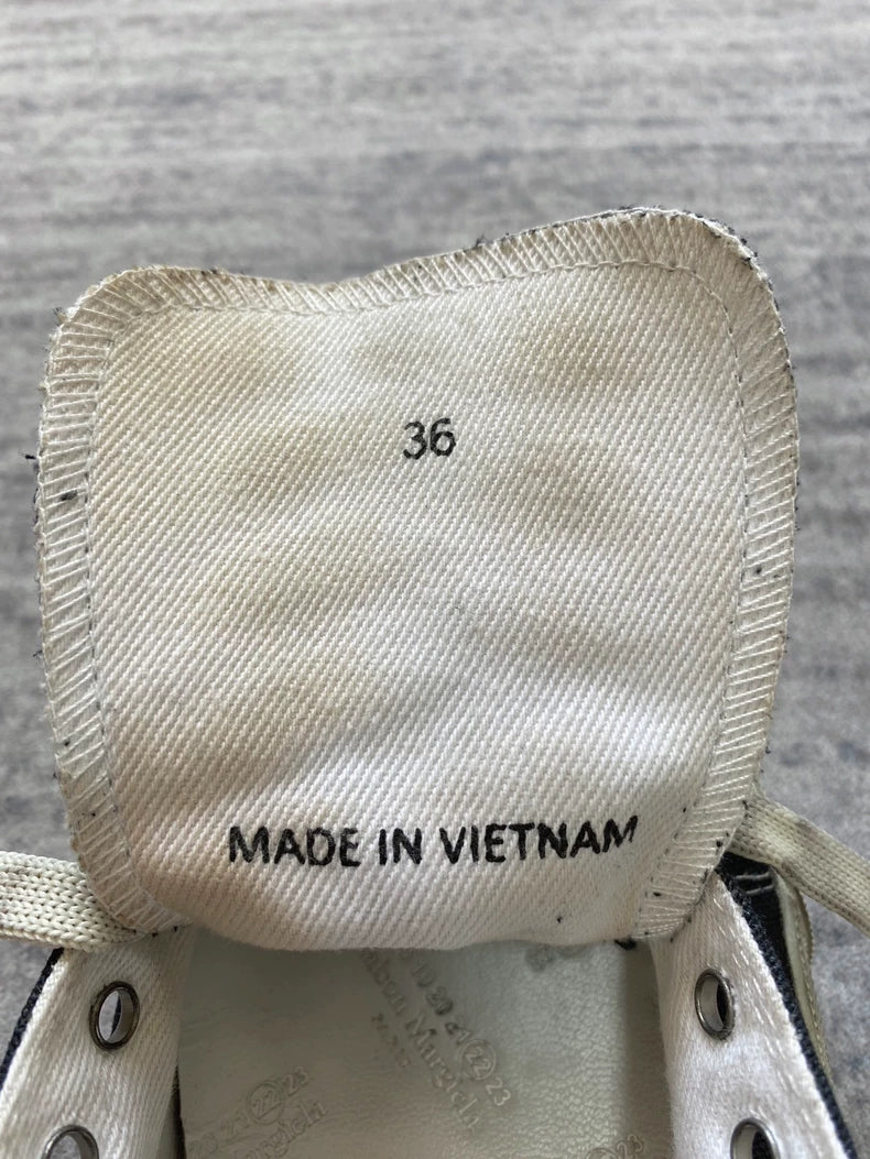 Margiela Tabi Canvas Shoes Black White-zp