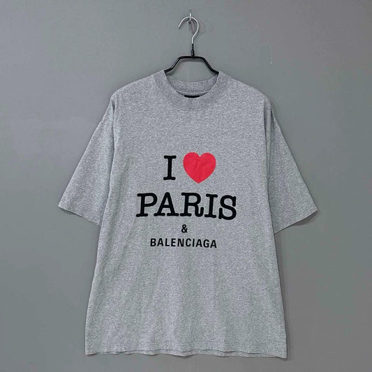 Balenciaga Gray I Love Paris T-Shirt-yf