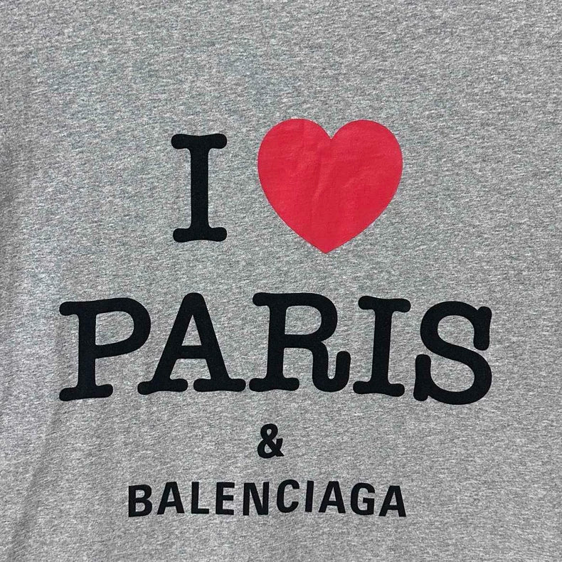 Balenciaga Gray I Love Paris T-Shirt-yf