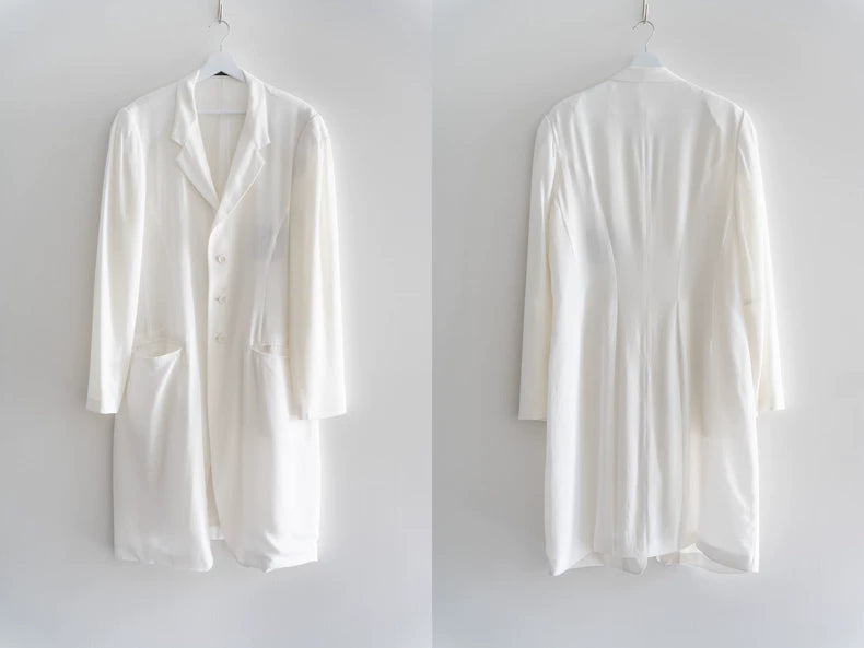 White Silk Coat and Pants Set