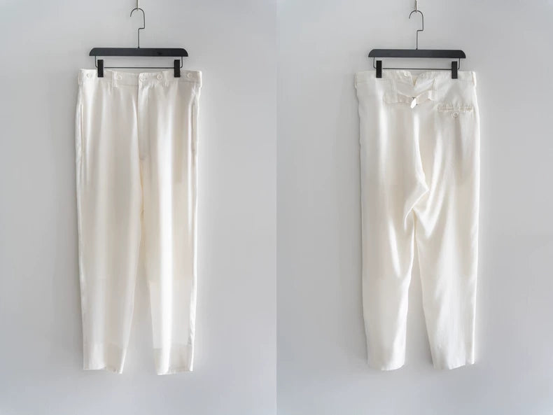 White Silk Coat and Pants Set