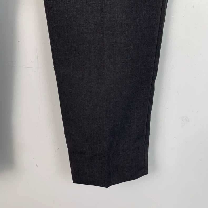 Black Casual Wool Dress Pants