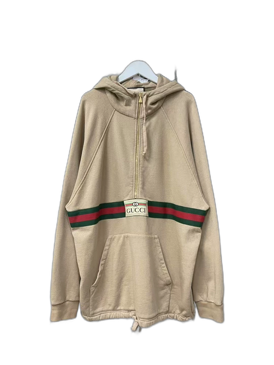 Gucci Khaki Half-Zip Hoodie Sweatshirt