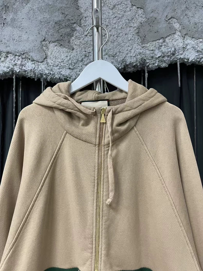 Gucci Khaki Half-Zip Hoodie Sweatshirt