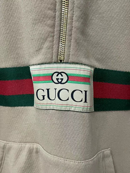 Gucci Khaki Half-Zip Hoodie Sweatshirt