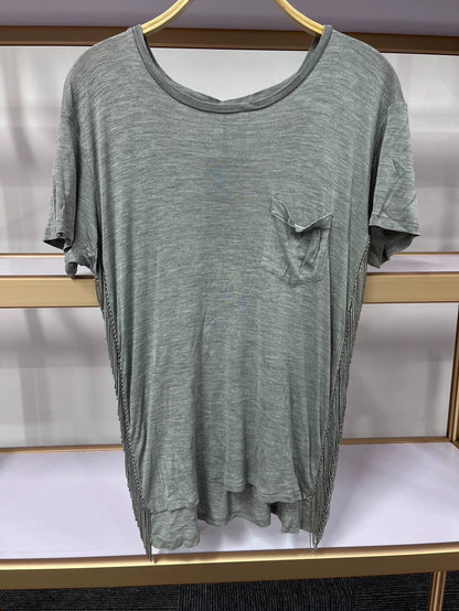 YSL Saint Laurent Chain Silk Short Sleeve Top