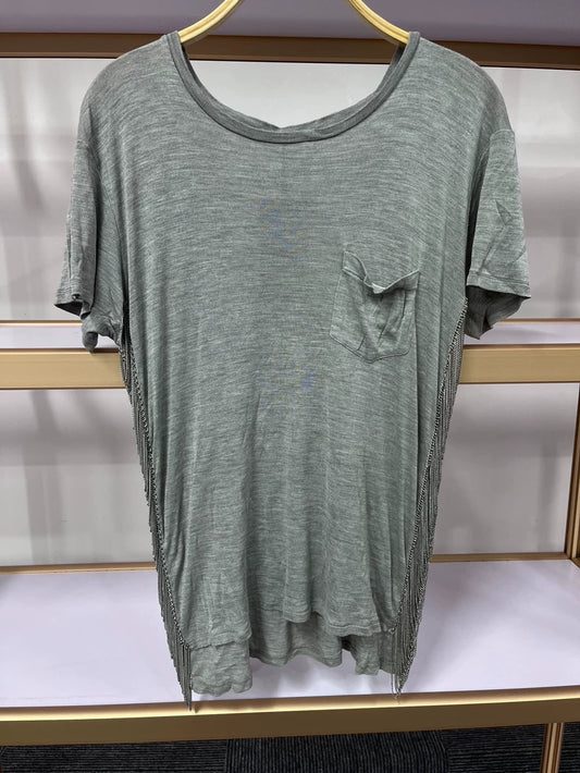 YSL Saint Laurent Chain Silk Short Sleeve Top