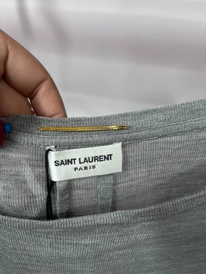 YSL Saint Laurent Chain Silk Short Sleeve Top