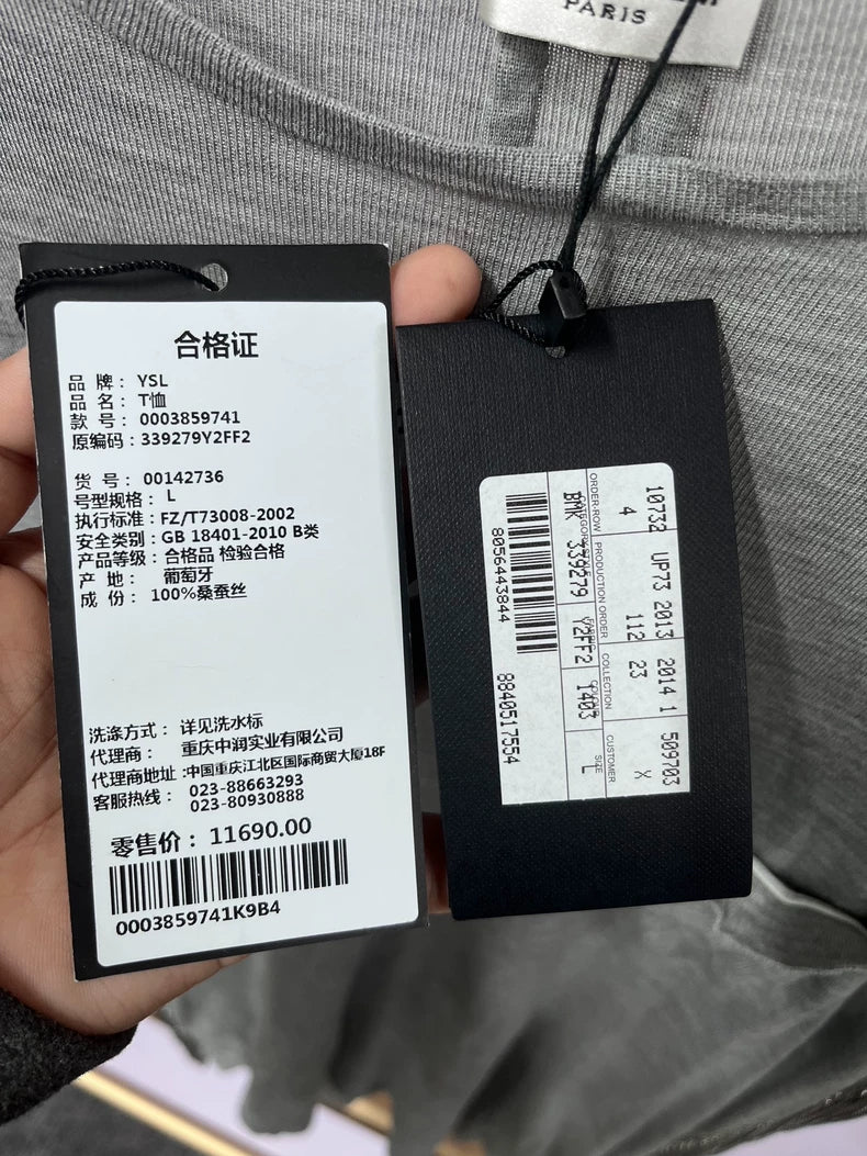 YSL Saint Laurent Chain Silk Short Sleeve Top