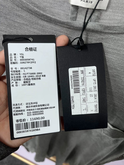 YSL Saint Laurent Chain Silk Short Sleeve Top