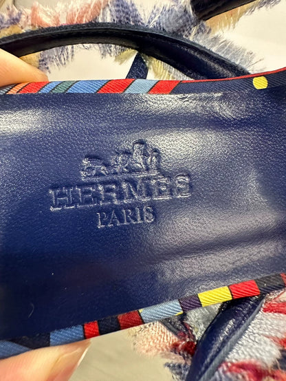 Hermes Colorful Graffiti Logo Flat Sandals