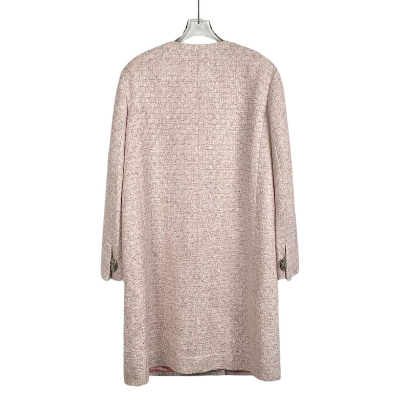 Pink Long Woven Coat by Chanel