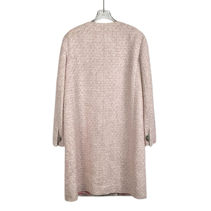 Pink Long Woven Coat by Chanel
