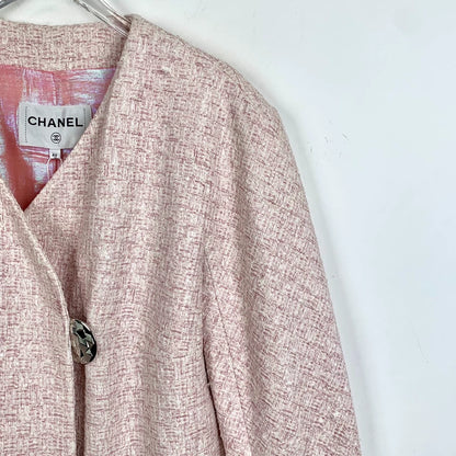 Pink Long Woven Coat by Chanel