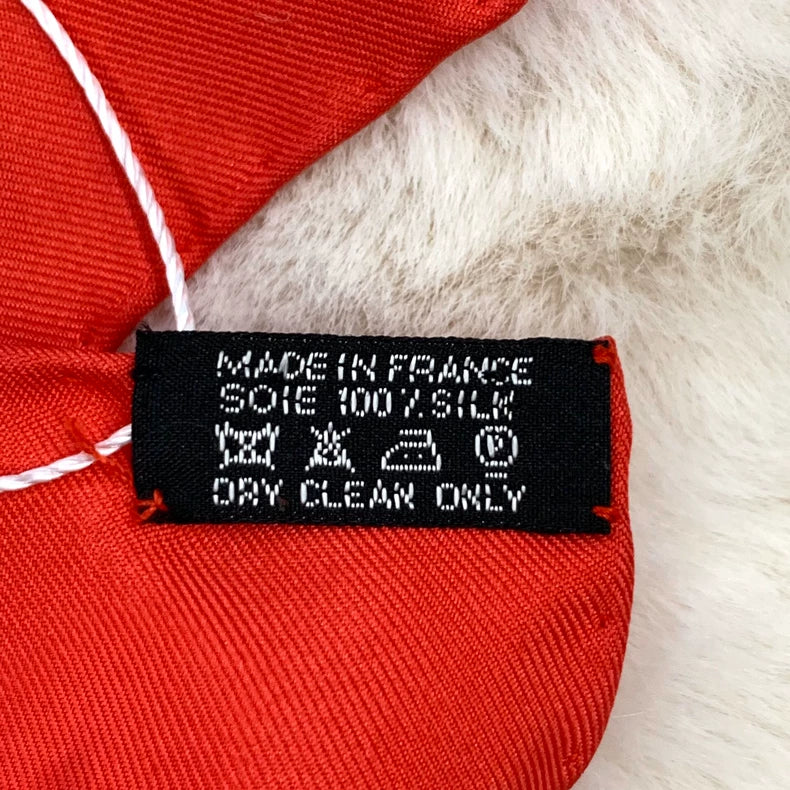 Hermes Red Silk Scarf with Patterns