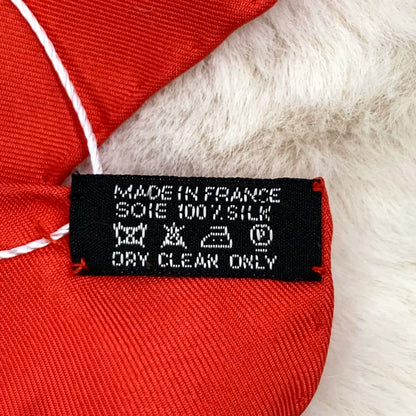 Hermes Red Silk Scarf with Patterns