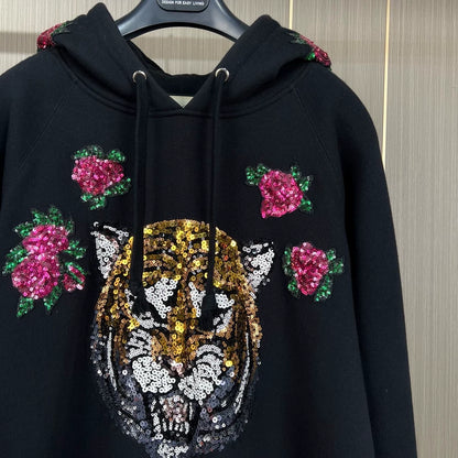 Gucci Tiger Embroidered Sequin Hoodie