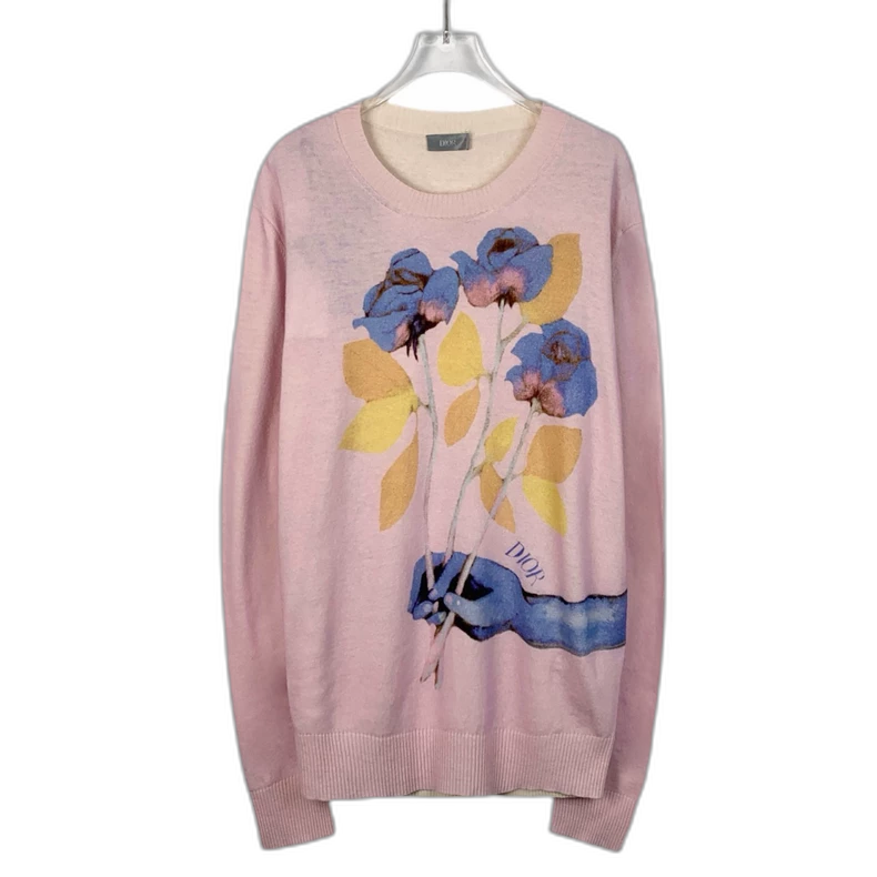 Pink Floral Knit Wool Sweater by Dior