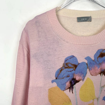 Pink Floral Knit Wool Sweater by Dior