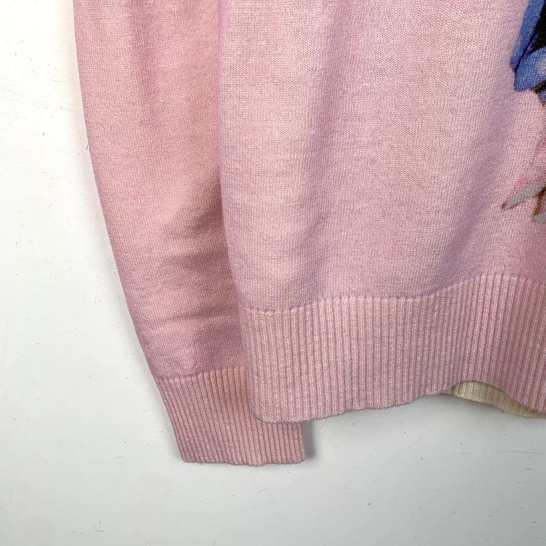 Pink Floral Knit Wool Sweater by Dior