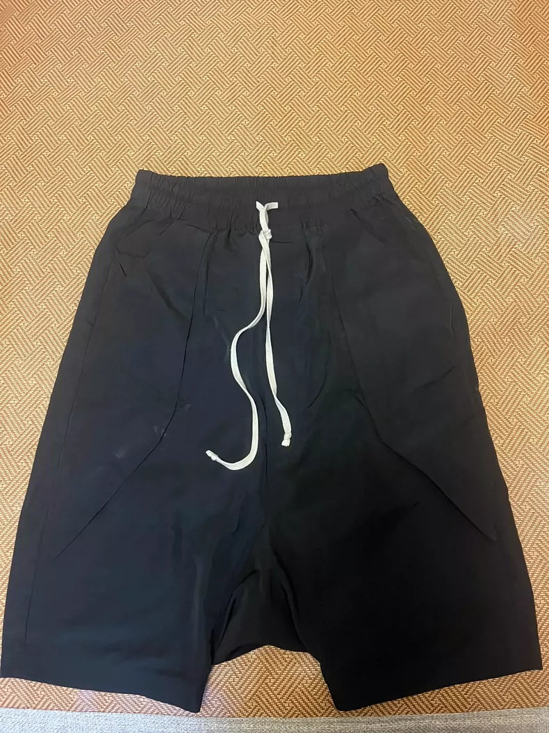 Rick Owens Black Drop-Crotch Shorts
