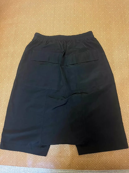 Rick Owens Black Drop-Crotch Shorts