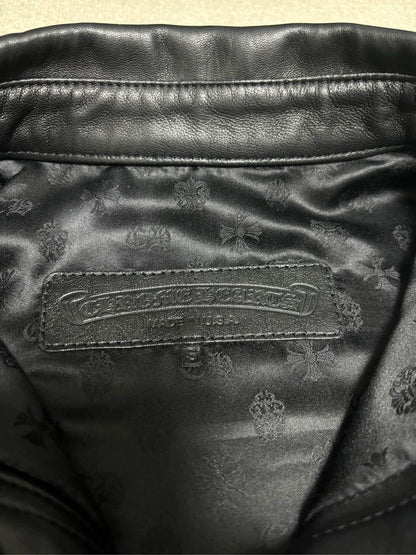 Chrome Hearts Leather Jacket with Silver Buttons