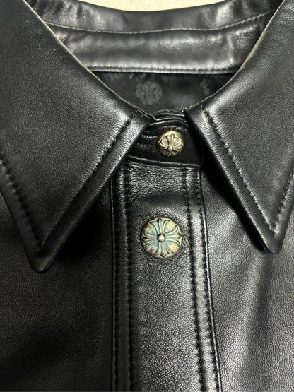 Chrome Hearts Leather Jacket with Silver Buttons
