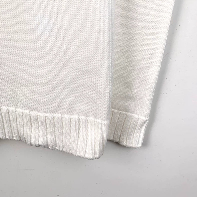 Loewe White Logo Embroidered Knit Sweater