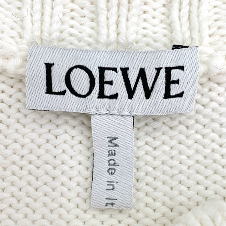 Loewe White Logo Embroidered Knit Sweater