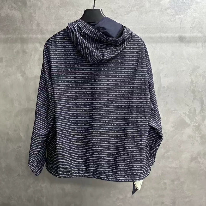 Prada Blue Striped Zip Jacket-yf