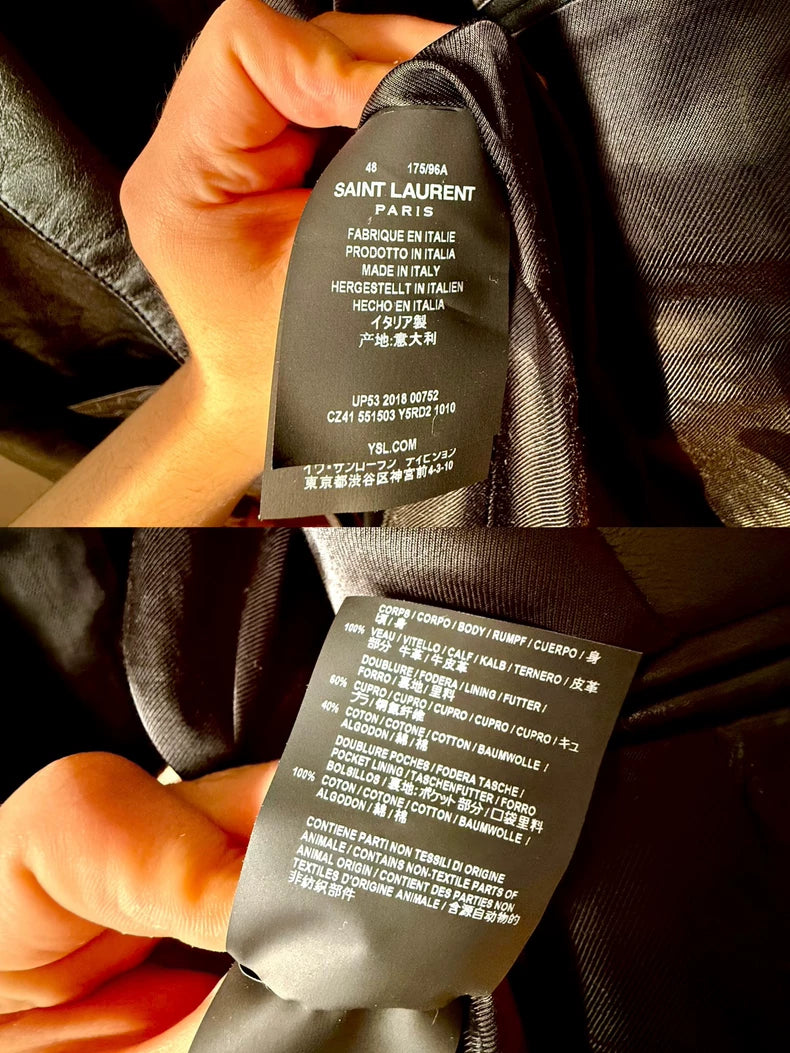 Saint Laurent Leather Blazer with Embroidery