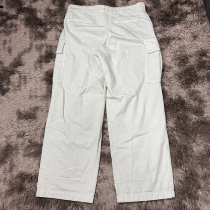 Prada Men's White Cargo Pants with Triangle Logo