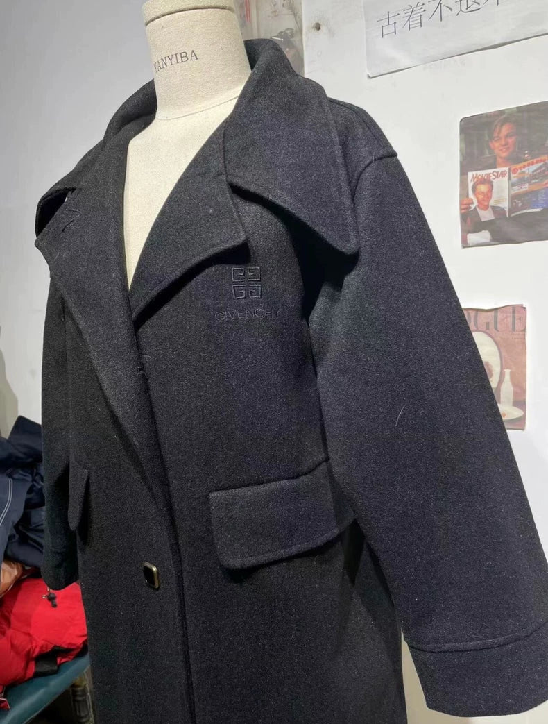 Givenchy Black Alpaca Wool Coat