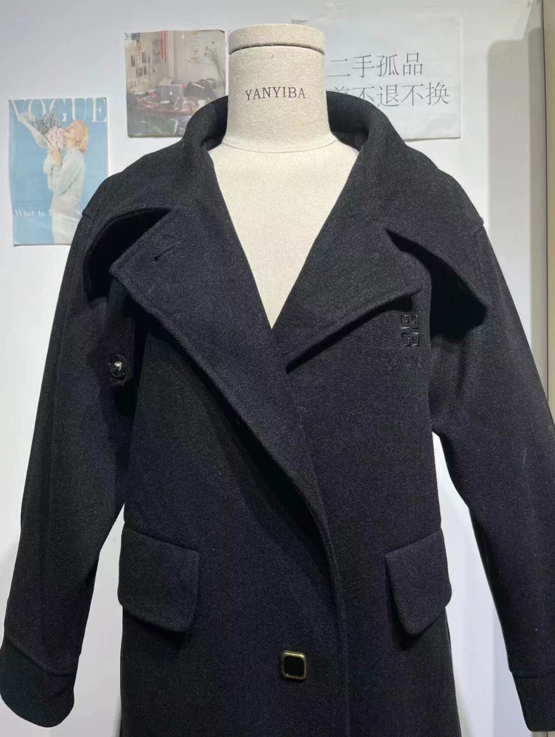 Givenchy Black Alpaca Wool Coat