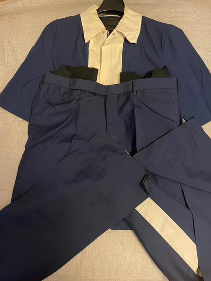 Prada Men's Pants Blue and White Color Block