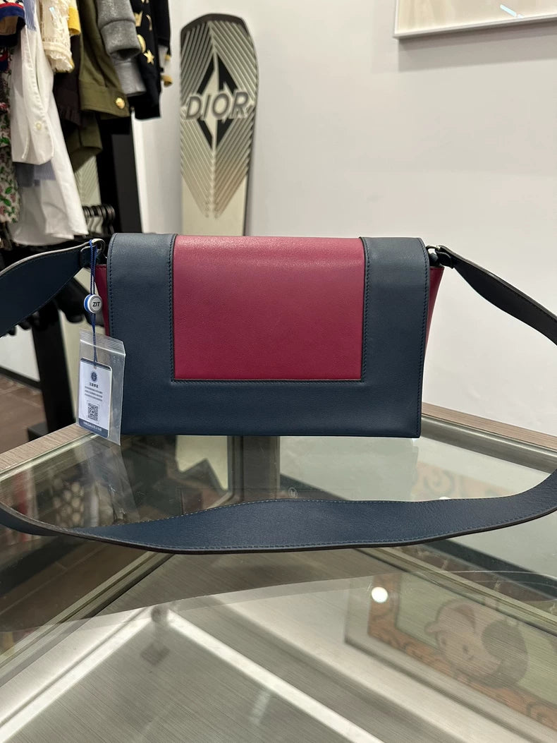 Celine Red Blue Color Block Shoulder Bag