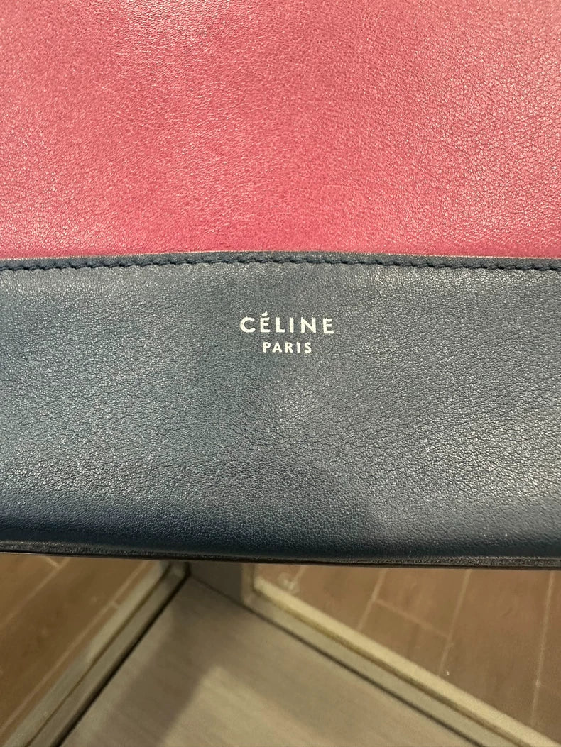 Celine Red Blue Color Block Shoulder Bag