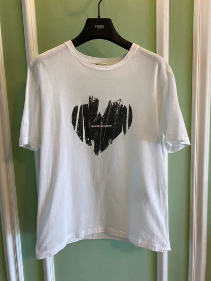 Saint Laurent Heart Letter Short Sleeve T-Shirt-yf