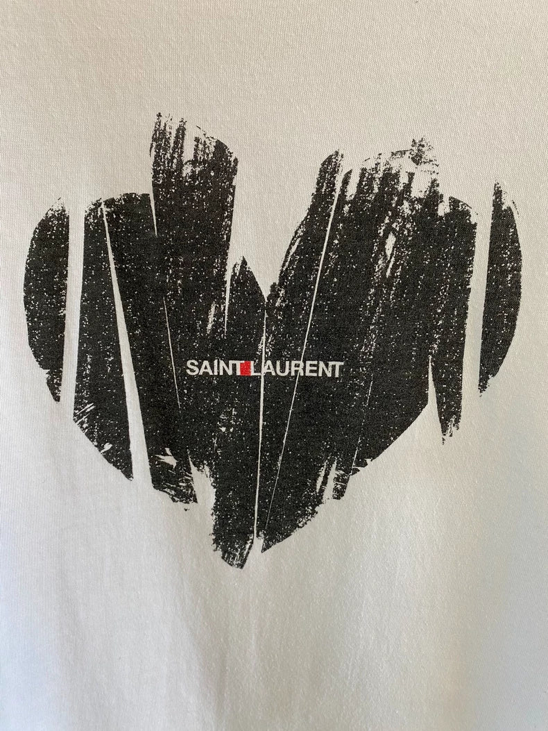 Saint Laurent Heart Letter Short Sleeve T-Shirt-yf