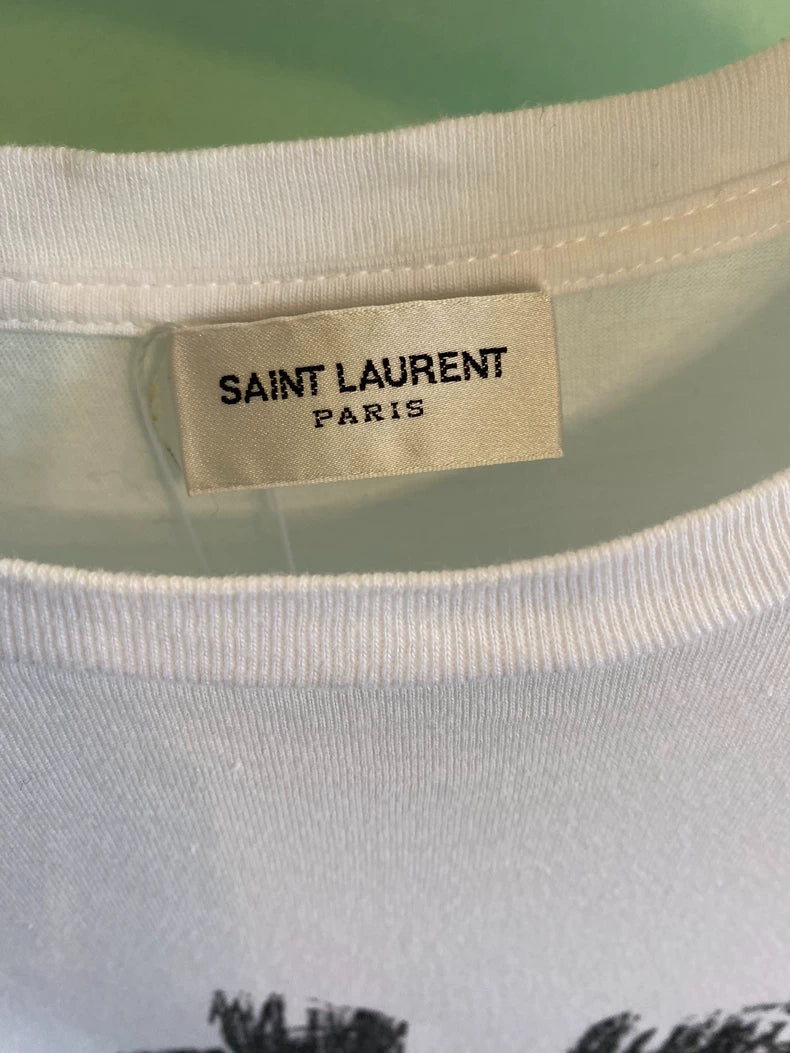 Saint Laurent Heart Letter Short Sleeve T-Shirt-yf