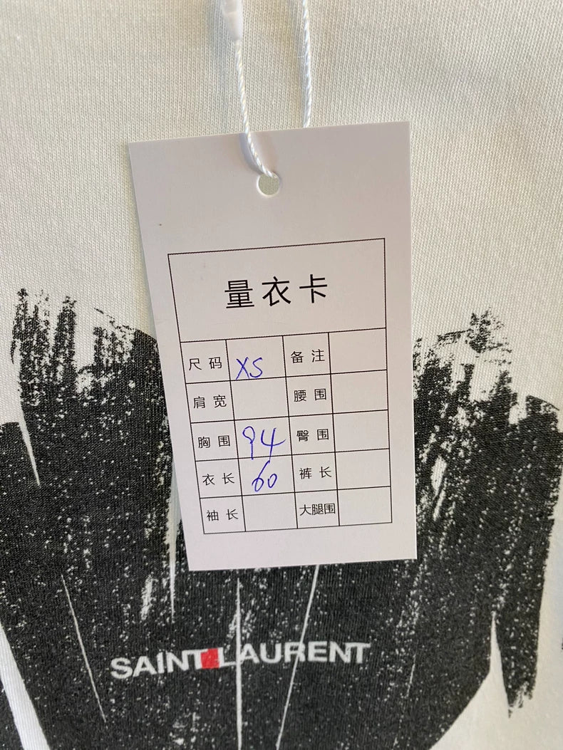 Saint Laurent Heart Letter Short Sleeve T-Shirt-yf