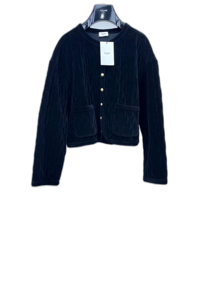 Celine Black Velvet Quilted Jacket