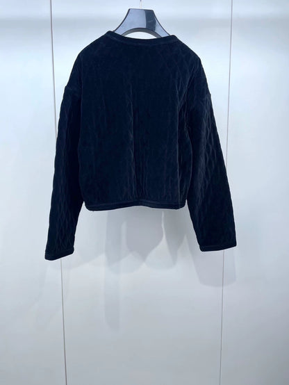 Celine Black Velvet Quilted Jacket