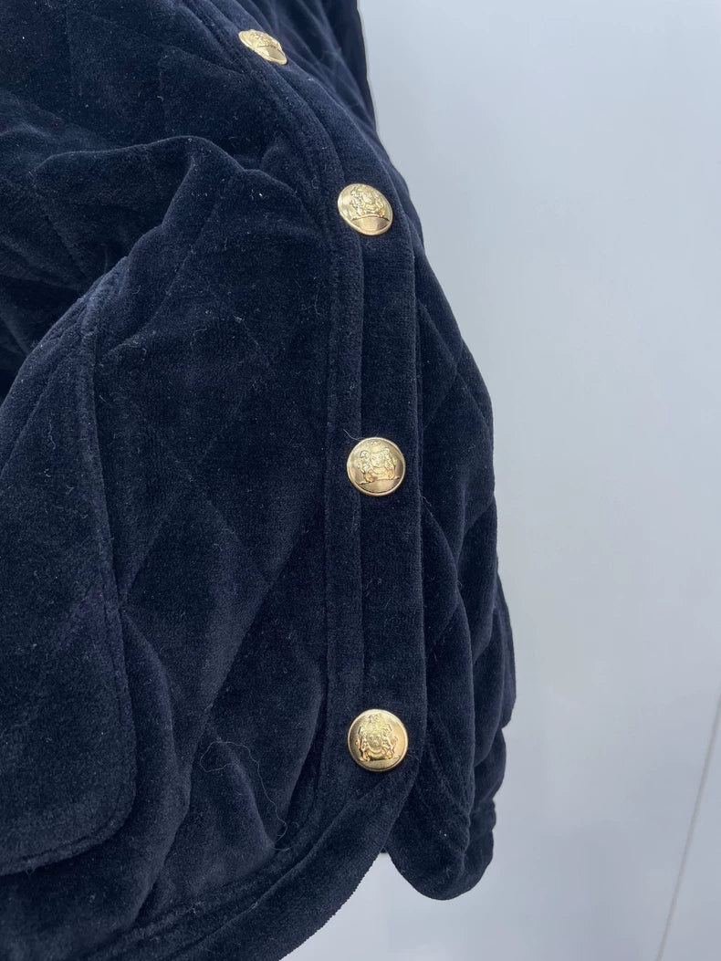 Celine Black Velvet Quilted Jacket