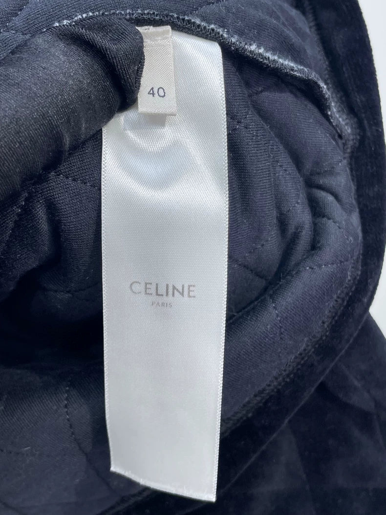 Celine Black Velvet Quilted Jacket
