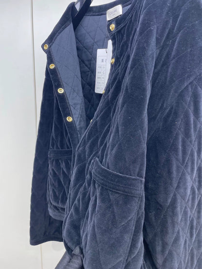 Celine Black Velvet Quilted Jacket