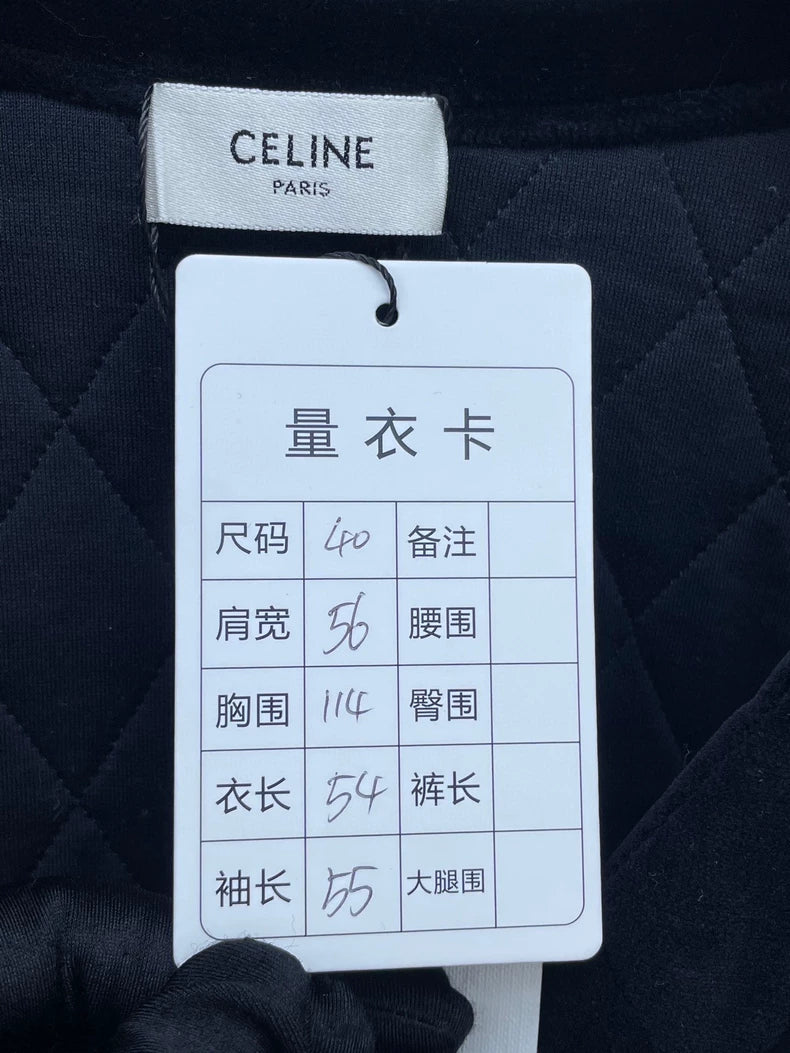 Celine Black Velvet Quilted Jacket