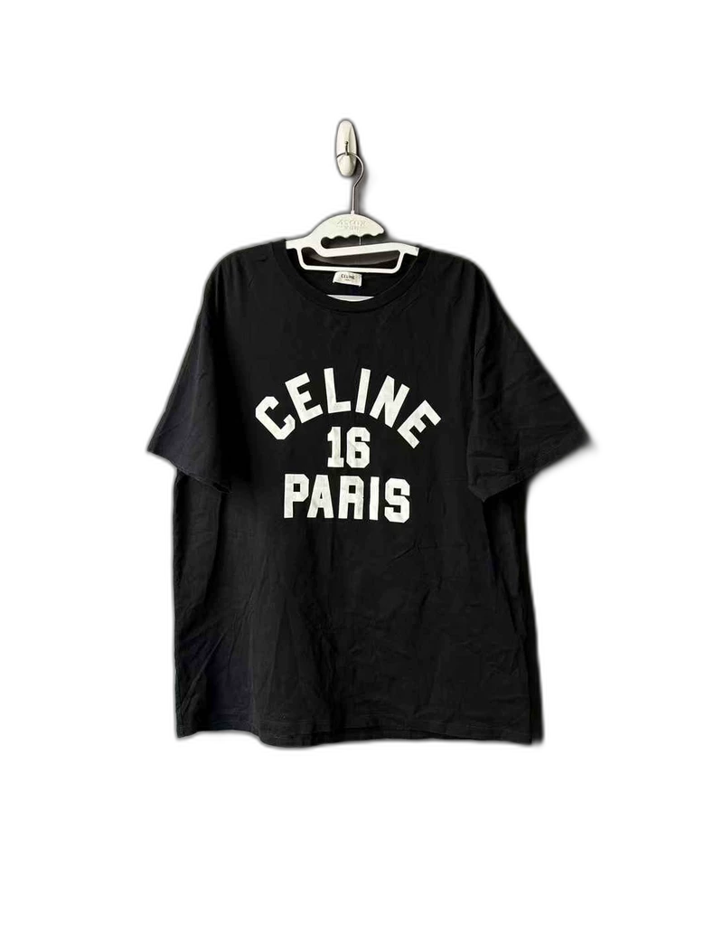 Celine Black Letter Short Sleeve Tee