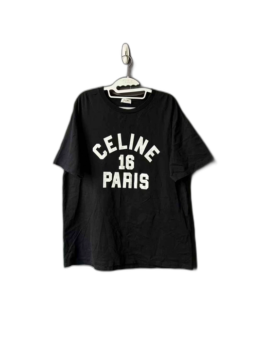 Celine Black Letter Short Sleeve Tee